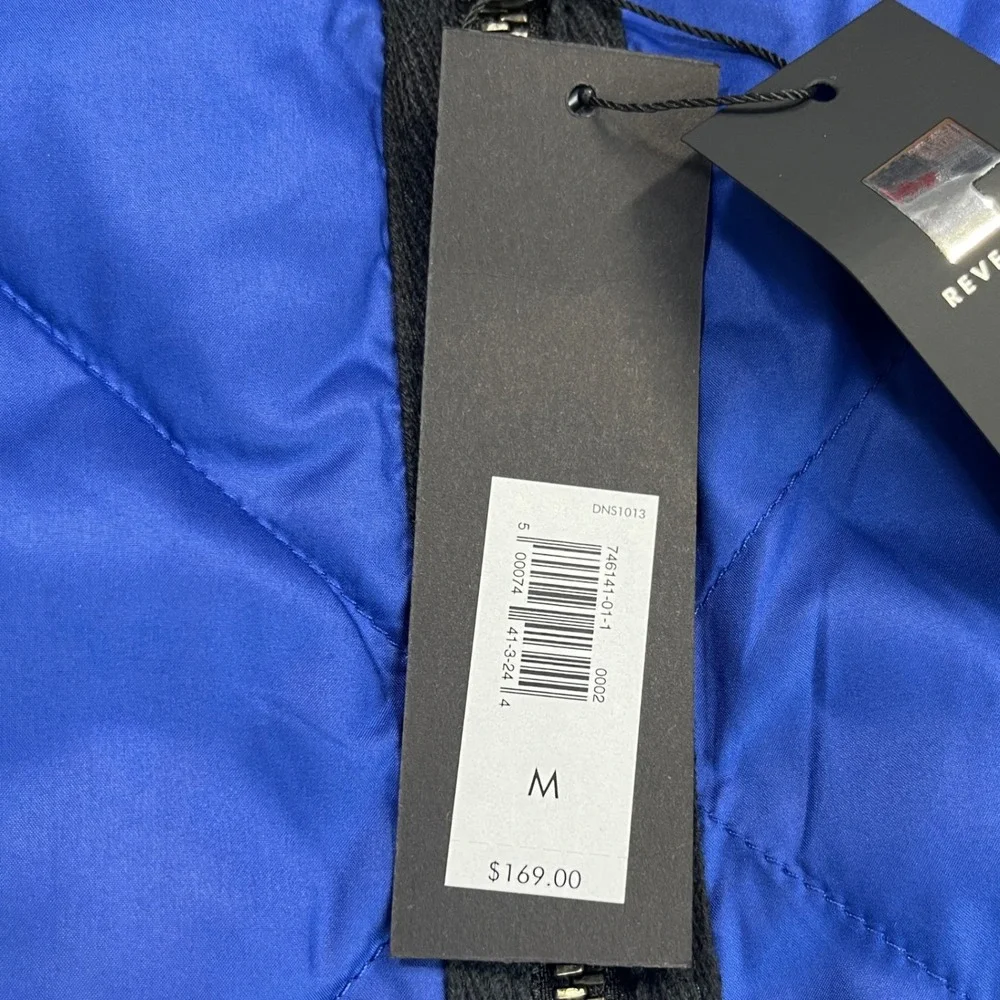 Banana Republic Reversible Quilted Puffer Performance Vest Mens M Black Blue NWT